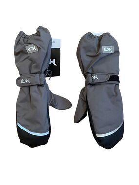 MCTI Kids Mittens Waterproof Winter Ski Warm Sherpa Lined Long Cuff  Gray Sz 4